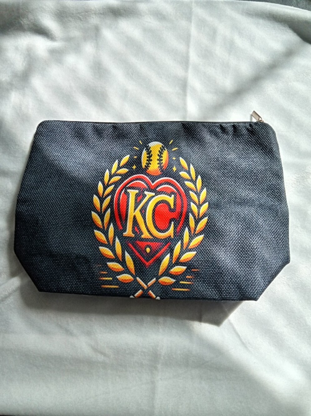 KC Emblem Black Toiletry Pouch with Red and Gold Accent